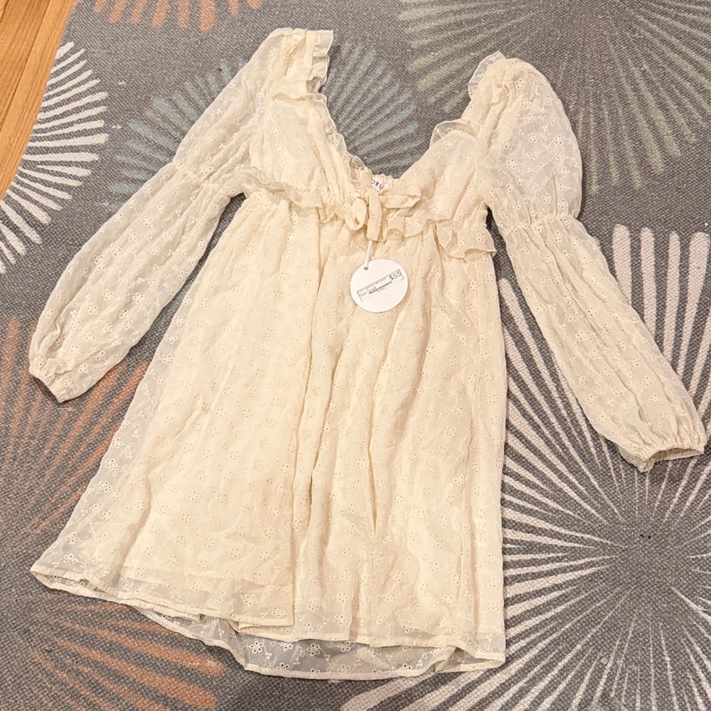 Storia Cream Eyelet Ruffle Babydoll Dress